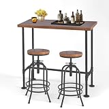 レトロなバーテーブル3点セット ホームキッチン、ダイニングルーム、ファームハウスの朝食テーブルに 椅子2脚付き