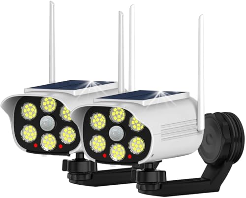 Solar-Lights-Motion-Sensor-Fake-Security-Camera-2-Pack-USB-Solar-Powered Solar Lights Motion Sensor Fake Security Camera 2 Pack, USB & Solar Powered - Image 1