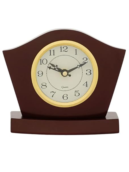 CRAFT SMITH Elegant Wooden Analog Square Cola Colour Home/Office Decor Table/Desk Clock with Sweep Movement (Size: 14.5 x 6 x 13 CM | Weight: 350 grm | Colour: Cola)