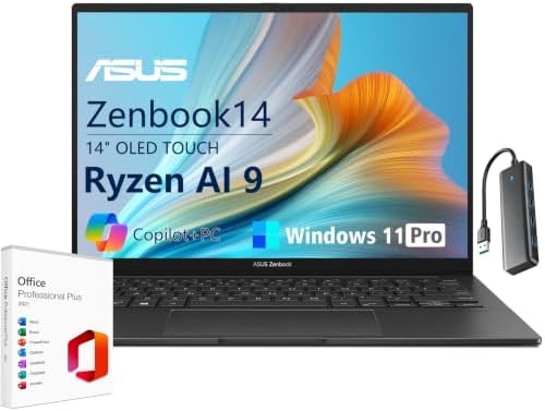 ASUS Zenbook 14 OLED Laptop, AMD Ryzen AI 9 465, 16GB RAM 1TB SSD