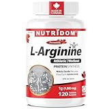 NUTRIDOM L-Arginine 1000 mg, 120 Tablet – Nitric Oxide Precursor for Energy, Circulation, and Protein Metabolism – Non-GMO, Vegan, Gluten-Free, Made in Canada