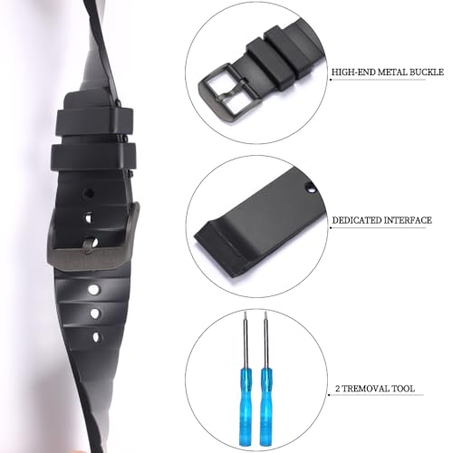 XBHSW Soft Waterproof silicone watch strap Compatible with Cartier Santos 100 Women's Watchband 23mm Rubber Replacement Bracelet (Black Black buckle) by XBHSW - Used condition - Image 2