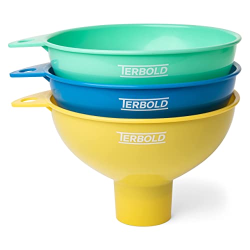 Terbold Canning Funnels 3Pc Set | Food Grade Wide Mouth Funnels For Filling Regular And Large Bottles, Mason Jars And Containers With Liquid, Spice, Powder #TOP2