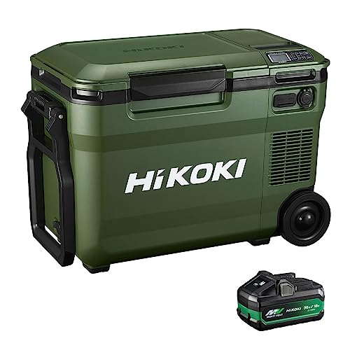 HiKOKI(ハイコーキ) 14.4/18V コードレス 冷温庫 25L 車載冷蔵庫 サブポータブル電源 3電源対応 コンプレッサ式 -18℃~60℃ 17段階温度設定 冷蔵冷凍・冷蔵保温同時設定可能 12V出力ソケット USB-A USB-C(最大出力20W)端子搭載 ACアダプタ 車載用DCコード付き 高容量蓄電池1個付き フォレストグリーン UL18DBA(WMGZ) (B0BTLSZVQH) Amazon価格推移・価格追跡