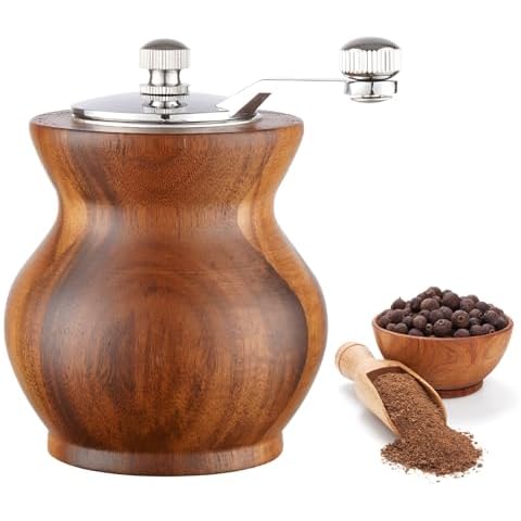 Sonhomay Manual Wooden Pepper Grinder with Adjustable Coarseness Cover