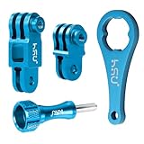 HSUアルミニウム合金メタルアジャストアームストレートジョイントマウント、同方向ストレートジョイントマウント Go Pro Hero 13/12/11/10/9/8/7/6/5 ブラック DJI Osmo アクションアクションカメラなどに対応 (ブルー)