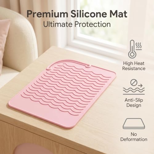 Silicone Heat Resistant Mat Sleeve, Hot Hair Tools Protective Pad, Portable Travel Heat Proof Case for Curling Iron, Hair Straightener, Pink miniatura 3