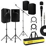 BOWENS 10 Inch 1000W PA System with Microphone – Portable DJ Speakers with Bluetooth, USB/SD, LCD Display & Remote Control – Pro PA Speaker System, 150W RMS Big Speaker for Parties & Events