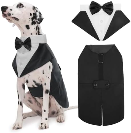 Kuoser Dog Tuxedo, Dog Suit and Bandana Set, Dogs Costume with D-...