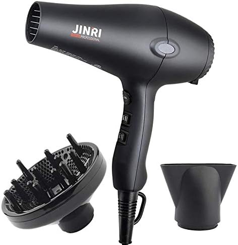 1875W Negative Ions Salon Hair Dryer, Professional DC Motor Air Blower with Concentrator & Diffuser, 3 Heat 2 Speed with Cool Shot Button, Light Weight Low Noise Hair Blow Dryers