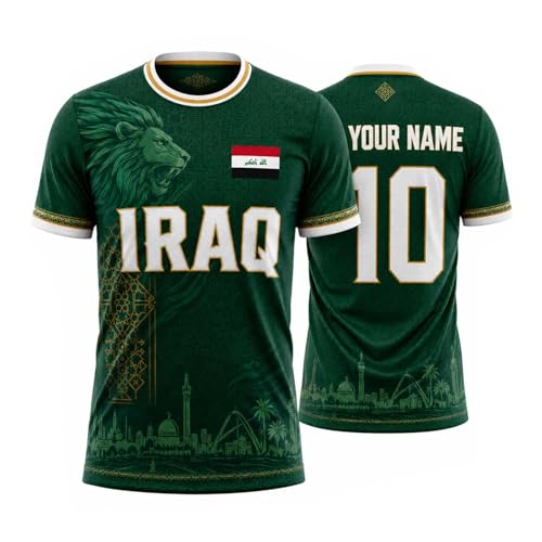 Iraq Soccer Jersey Custom Iraqi Jersey with Name Number for Men & Women Iraq Soccer Fans Shirt for Game Day