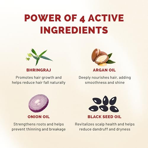 Image of Bhringraj Argan Onion & Black Seed Hair Oil for Hair Growth | Nourishes Scalp & Reduces Hair Fall | Vegan friendly | For Men & Women | 100 ml