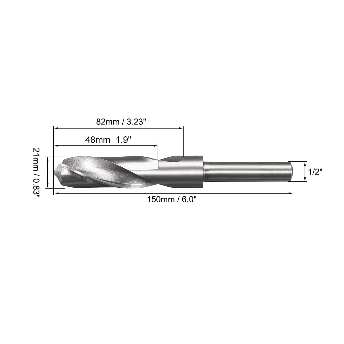 Mèche à Creuser HSS 21mm - Queue 1/2" 3-plats, Nitruration Noire, Pour Bois, Plastique, Métaux Tendres - 4