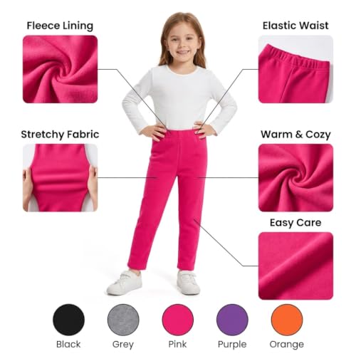 Girls Fleece Lined Leggings Winter Thermal Tights Pants Stretchy Leggings — view 6