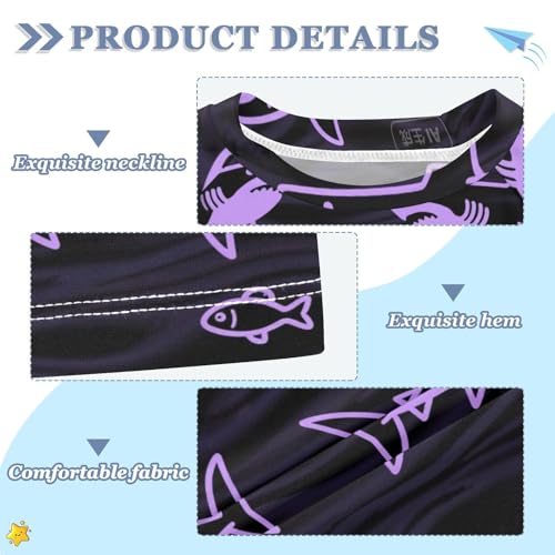 Animal Shark Wave Pattern Purple Short Sleeve Bathing Suit Kids Swimsuits Girls Rash Guard Swimsuit for 3-12 Years Traje de bano para nino3