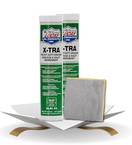 Image of Lucas Oil Products X-Tra Heavy Duty Grease 14.5 oz Bundle with Microfiber Cloth - Long-Lasting, Waterproof Grease for Automotive, Agricultural, and Industrial Use - Gift Set (3 Items)