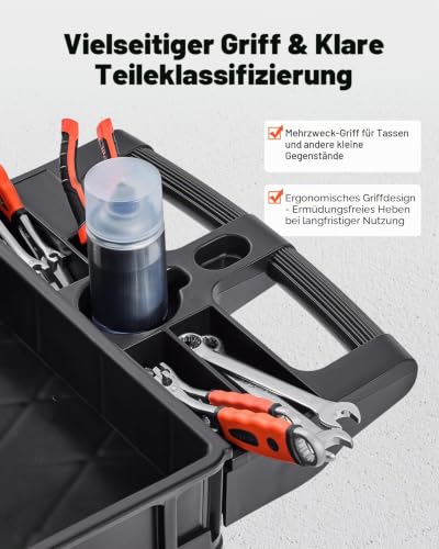 VEVOR Allzweckwagen, 3-stöckiger Servicewagen aus Kunststoff mit 250 kg Kapazität, 360° Lenkrollen (inkl. 2 feststellbaren Rädern)… – Ansicht 4