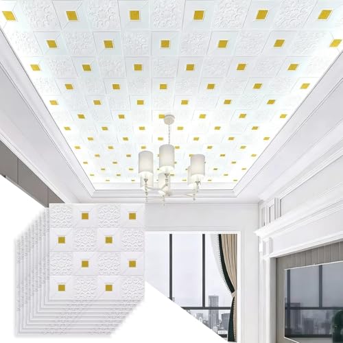 Paneles de techo autoadhesivos 3D de espuma decorativa blanca 2