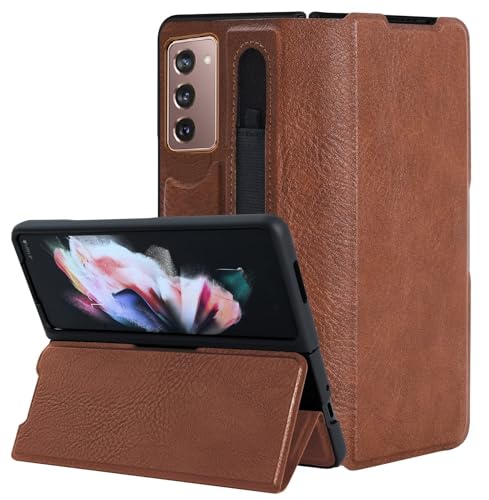 Image of WHITBULL Royal Leather Magnetic Flip case Compatible for Samsung Galaxy Z Fold 7 5G (Brown)