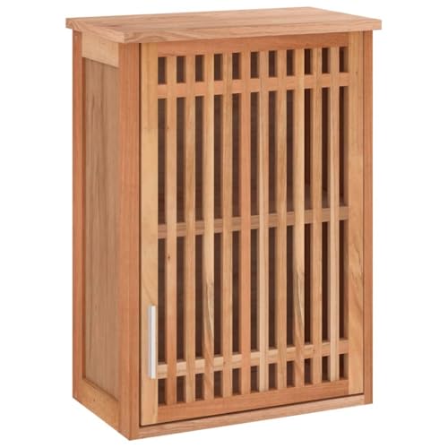 vidaXL Wand Badschrank, Badezimmerschrank mit Stauraum, Hängeschrank mit Tür, Wandschrank Toilettenschrank Badmöbel, Massivholz Nussbaum