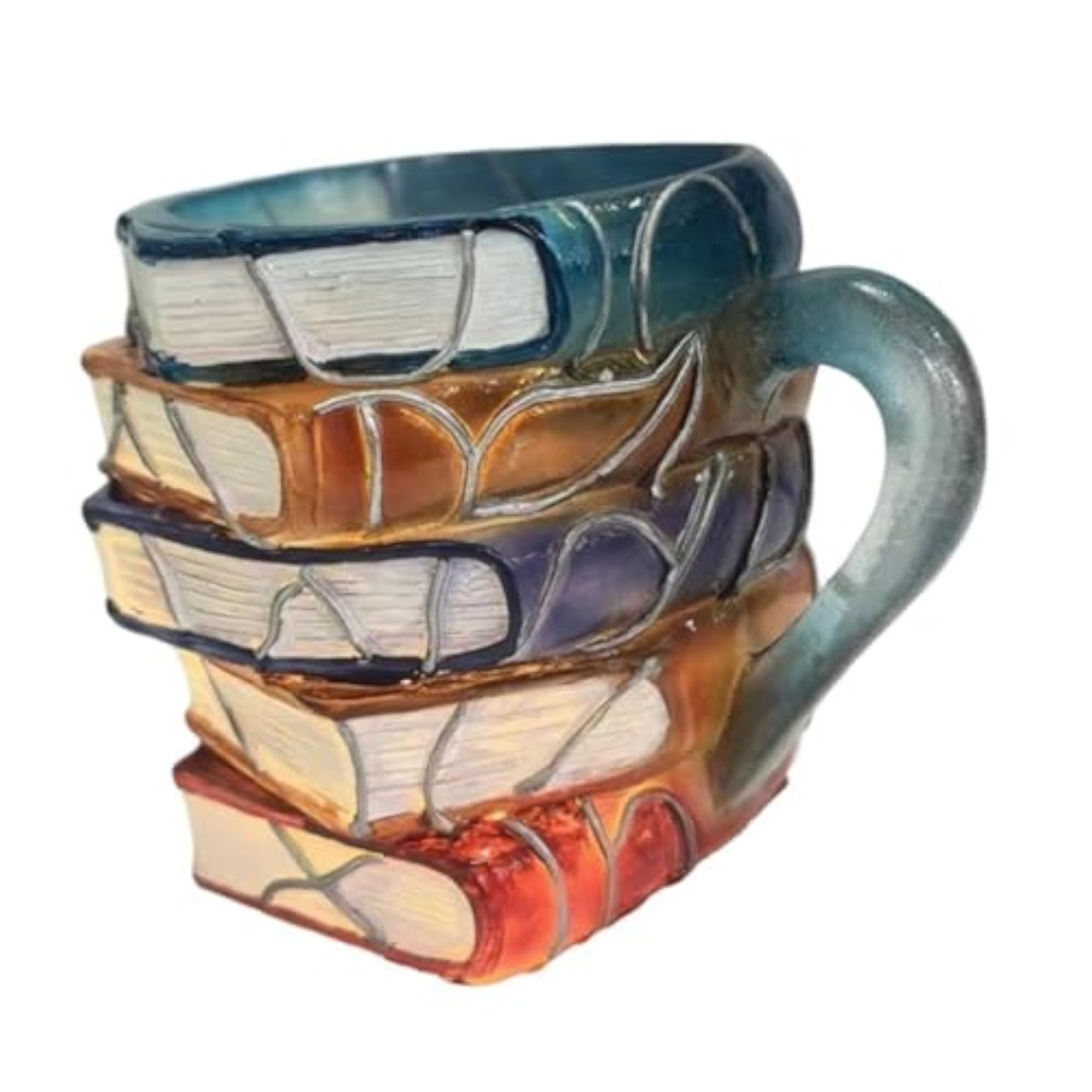 3D Painted Stacked Books Shaped Mug