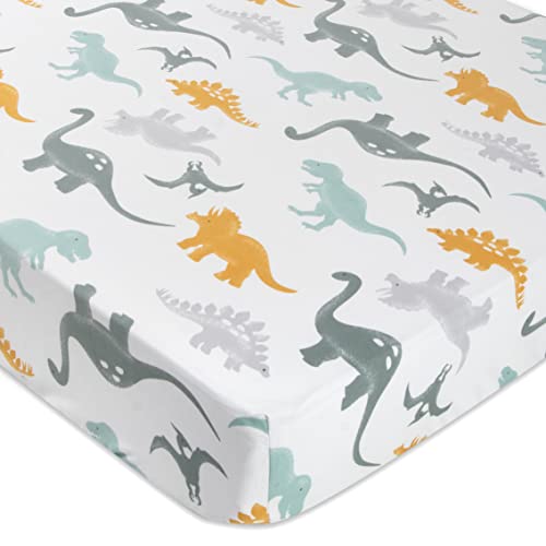 Image of Standard Microfiber Fitted Crib Sheets for Baby Girl, Baby Boy, and Neutral, 2 Pack Crib Sheets Crib Essentials for Baby 28x52 Crib Sheets (Dinos & Camo)