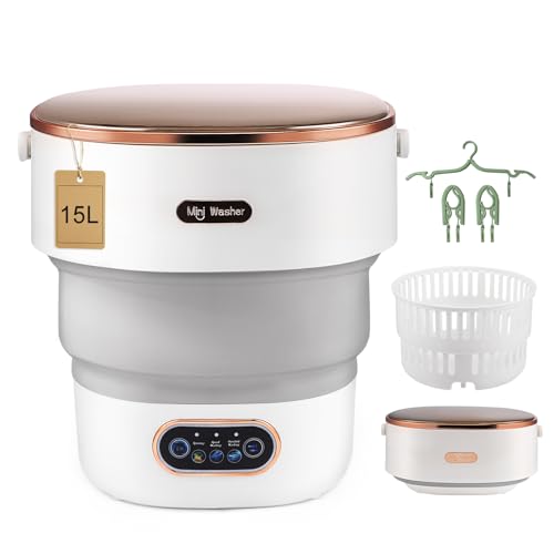 HIUYRFS Mini Waschmaschine, 15L 2 in 1 Camping Waschmaschine...
