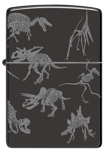 Encendedor Zippo Dinosaur Skeletons Negro Brillante miniatura 2