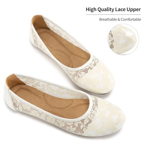 Ballet Flats for Women Shoes: Comfortable Breathable Lace Dressy Flats - Ladies Wedding Flat Casual Work Shoes4