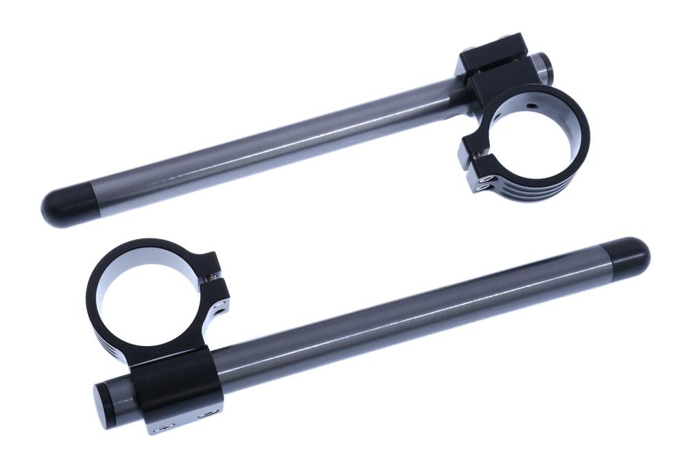 avdb-moto Paire de demi-guidons/Bracelets en 46 mm + tubes Compatible avec ZX6R ZX6-R 1998-2002, ZX9R ZX9-R 1998-2003 (TITANE)