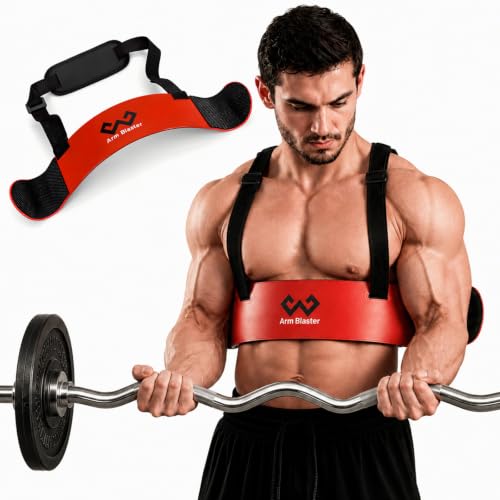 W WAISFIT Arm Blaster Bicep Curl Thick Aluminum Adjustable Bodybuilding Bicep Isolator Pink Barbell Curl Assistant Arm Curl Bar (Red)