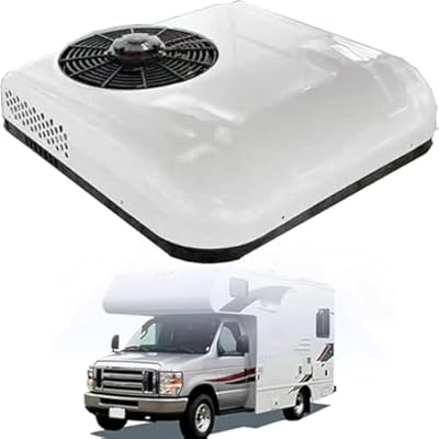 12V DC RV Air Conditioner, Universal RV Rooftop Ac Unit 12 Volt Roof Top Camper AC Units, Quiet A/C Unit 2 in 1 Heating Cooling for Truck Trailer Boat Motorhome Tractor Caravan,White-12V