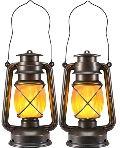 Lanterne LED Vivid Flame en lot de 2 pour la décoration vintage extérieure du jardin