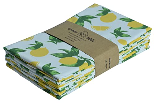 Urban Villa Kitchen Towels Lemon Print Set Of 6 Dish Towels For Kitchen 100% Cotton Kitchen Towels Mitered Corners Over Sized 20X30 Inches Kitchen Towels Highly Absorbent Kitchen Hand Tea Towels #TOP5