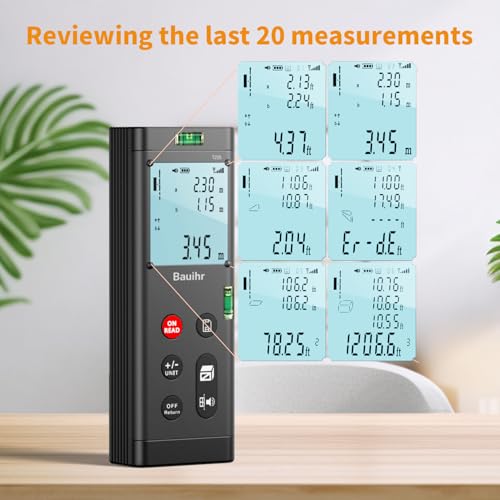 Bilateral Laser Measurement Tool, Bauihr 393ft/120M Rechargeable Aluminum Dual Laser Distance Meter, Dual Laser Measuring Tool with Backlit LCD Display, Digital Angle, M/in/Ft Unit Switching by Bauihr - Image 6
