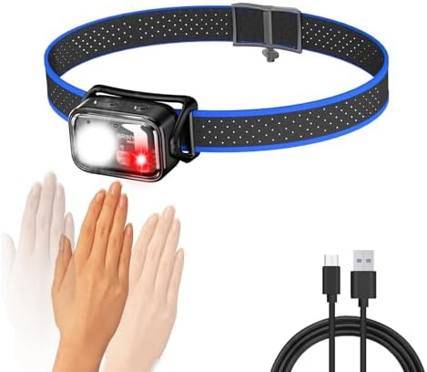 Brinyte HC01S Motion Sensor Headlamp, 1000 Lumen Rechargeable LED Headlight with White and Red Light, Dual Power USB-C & AAA Hands-Free Headlamp for Camping, Mechanic, Hiking, Hard Hat Use