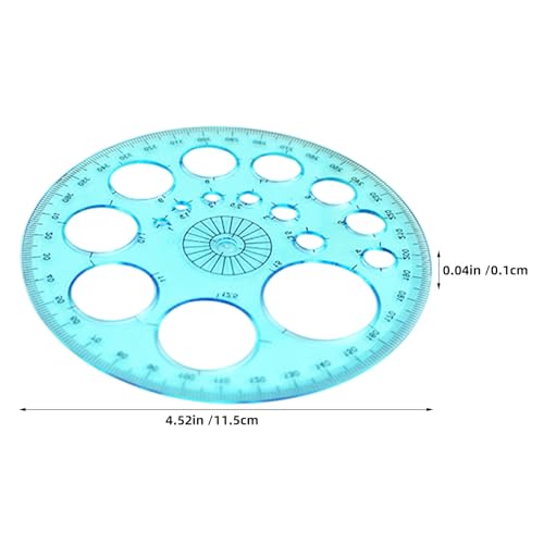 UTHCLO 8pcs Blue Plastic Circle Template for Drawing with Precise Angle Measurement and Multi-Function Features, 4.5' Round Stencil Geometric Ruler for Geometry Studies and Classroom - Image 8