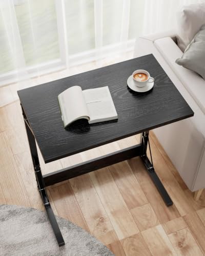 Image of Evermagin Folding TV Tray, Small C-Shaped TV Dinner Tray Table, Slide Under Couch Side Table for Recliner, Living Room, Bedroom, Black