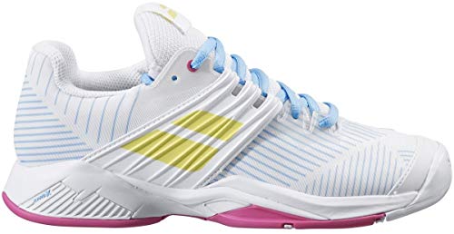 Babolat Women's Propulse Fury All Court Tennis Shoes (White/Sulphur Spring, 7)