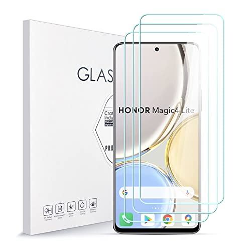 Asoway Protector de Pantalla para Huawei Honor Magic4 Lite Cristal Templado [3 Piezas], Dureza 9H, Antiarañazos, Antihuellas, Sin Burbujas, Ultra Resistente, Fácil de Instalar