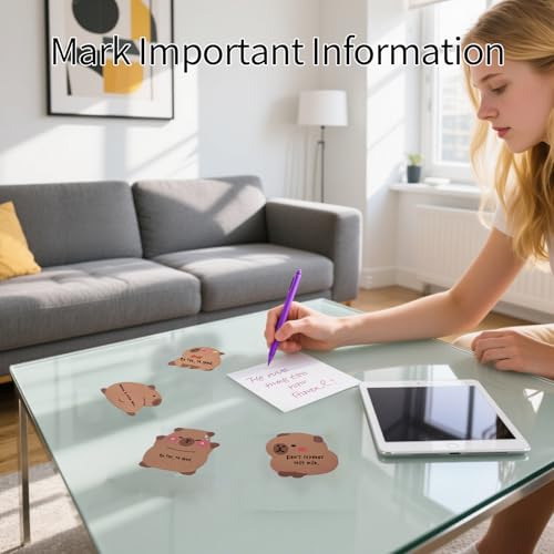 FloraVigo capybara sticker, 8 Packungen Capybara Haftnotizen, süße, schüchterne kleine Capybara-Selbstklebenotizen, 30 Blatt pro Packung, geeignet für Schüler, Lehrer, Kinder, Schulbedarf
