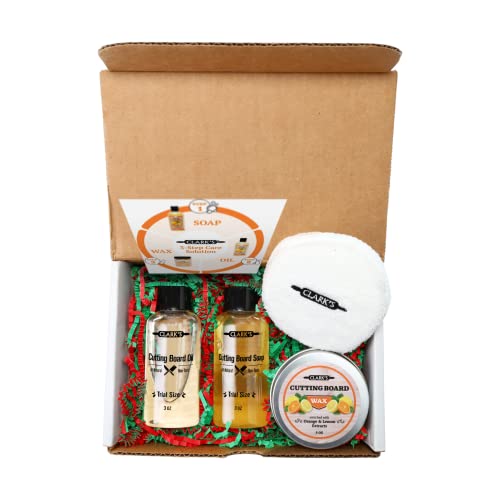 CLARK'S Cutting Board Care Gift Set Cutting Board Soap, Food Grade Mineral Oil, Wax, and