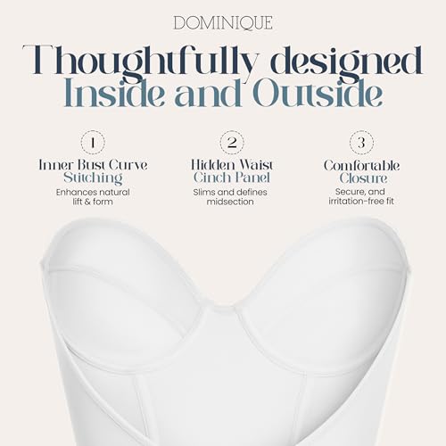 Image of Dominique Noemi Women's Backless Strapless Longline Bustier Bridal Bra #6377 - Full Support, Shaping Bra - Lingerie for women
