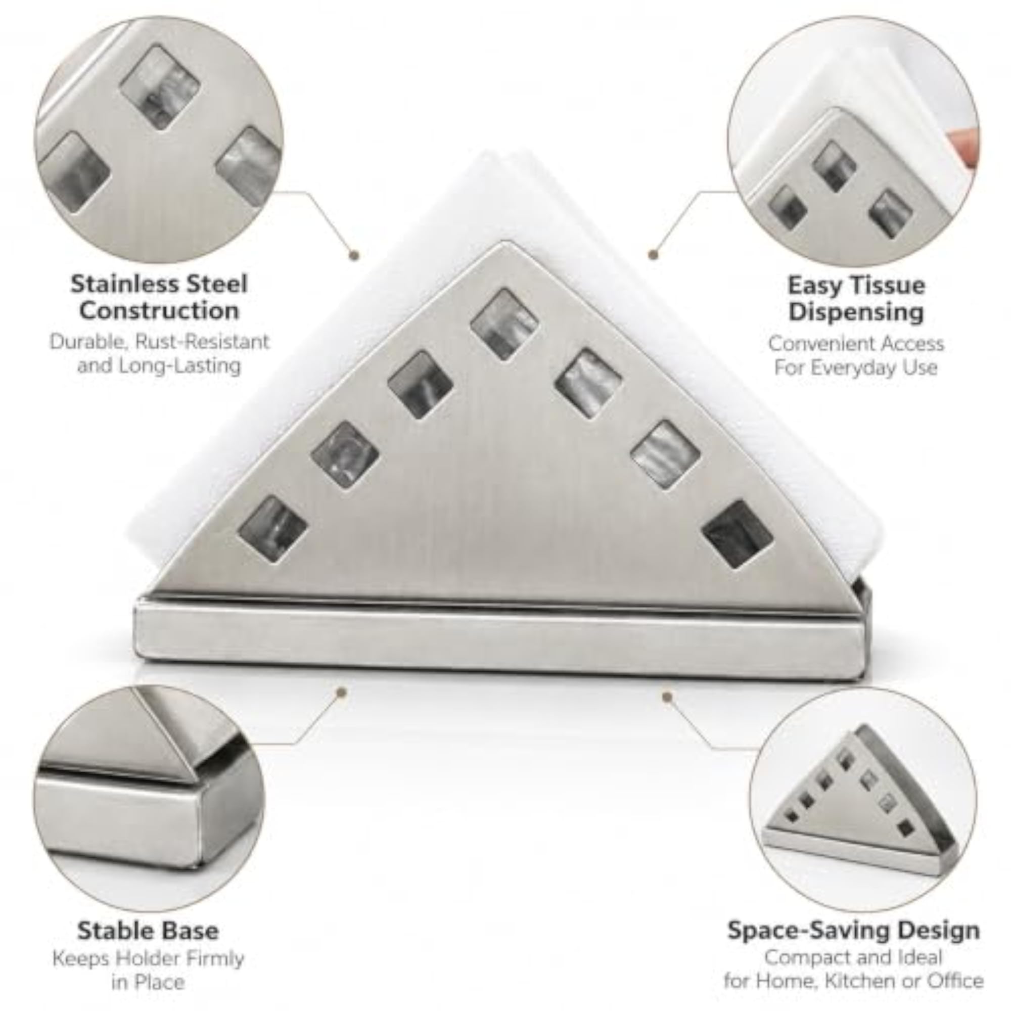 Stainless Steel Napkin Holder, Triangle Design