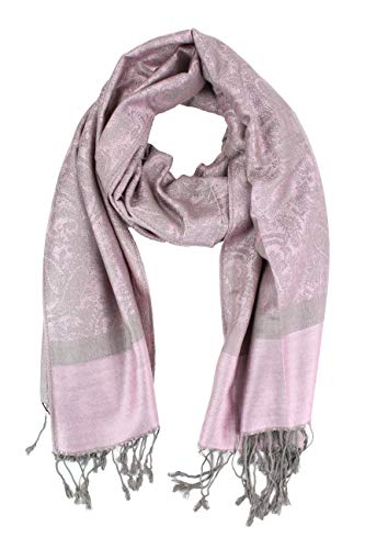 PASKMLNA Paisley Jacquard Pashmina Shawl Wrap Scarf Stole (Pinkgray01860)