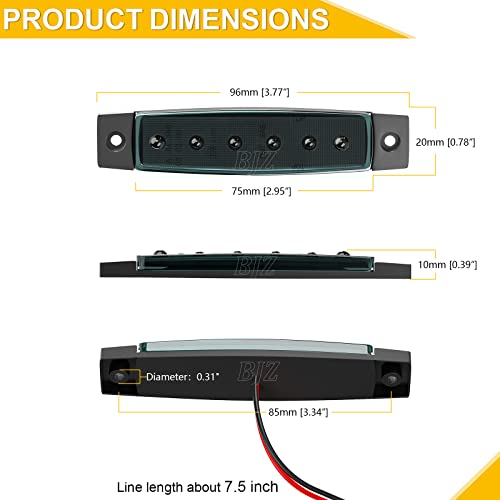 Bjz Led Trailer Marker Lights Green 6 Led Side Marker Clearance Light Bar 12V 3.8" Front Rear Signal Indicator Smoked Light Strip Waterproof For Trailer Truck Van Pickup Atv Utv Rv, 10Pcs #TOP4