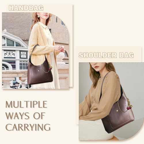 Image of Hobo Bags for Women Vegan Leather Shoulder Bag Slouchy Designer Handbags Trendy Cherry Fall Purse