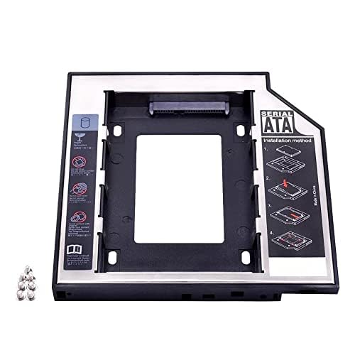 Jhoomazy® Second 2nd HDD Caddy 12.7mm 2.5″ SATA 3.0 SSD Case Hard Drive Enclosure Adapter + LED for Laptop CD-ROM DVD ROM Optibay