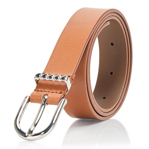 HUGO Women's Zoey Round Buckle Leather Belt