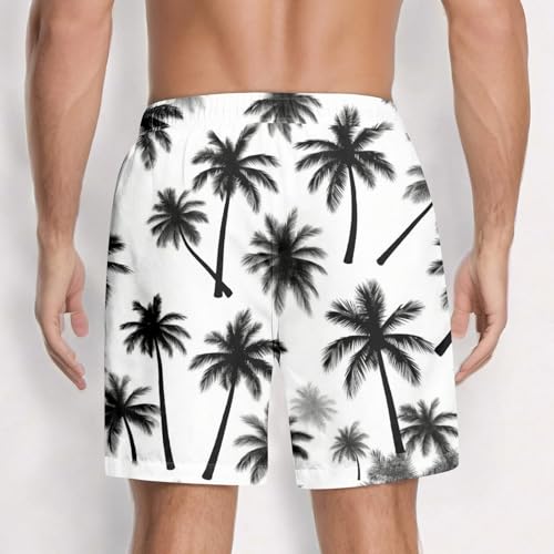 Hawaiian Shorts for Men Casual Summer Drawstring Waisted Beach Shorts Palm Tree Printed Bermuda Pants with Pockets2